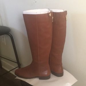 Brown Leather Flats Boots 👢,size-7, Knee High